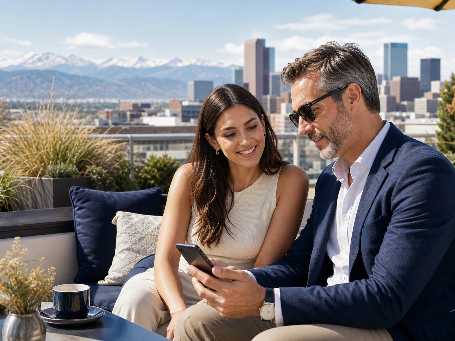 Adults connecting at a daytime Denver terrace
